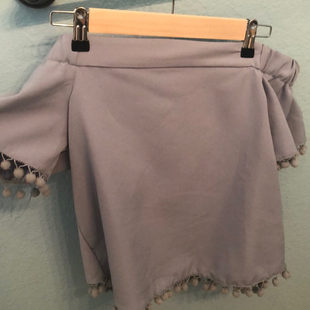 Light blue off the shoulder top